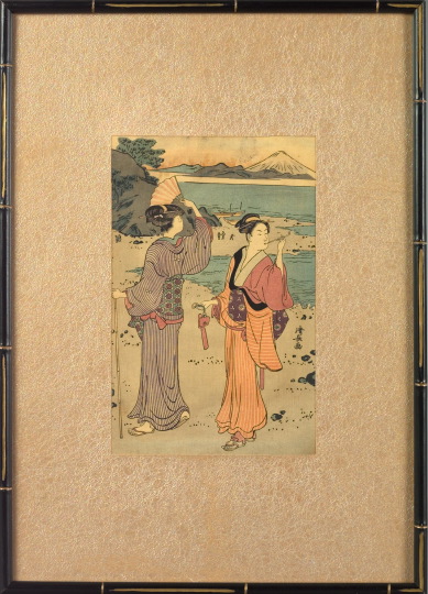 Appraisal: Two Japanese Ukiyo-e Colored Woodblock Prints one of two ladies