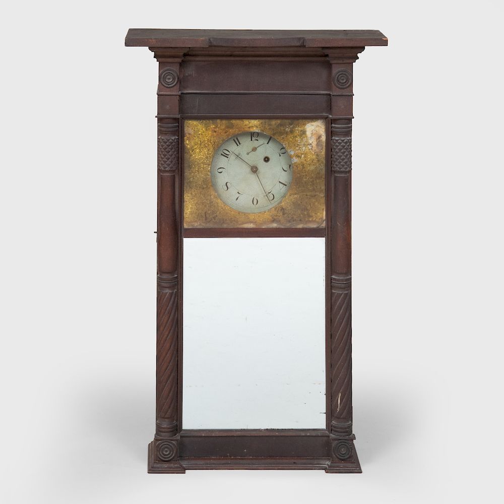 Appraisal: American Classical Carved Mahogany Mantel Clock A Mungers With a