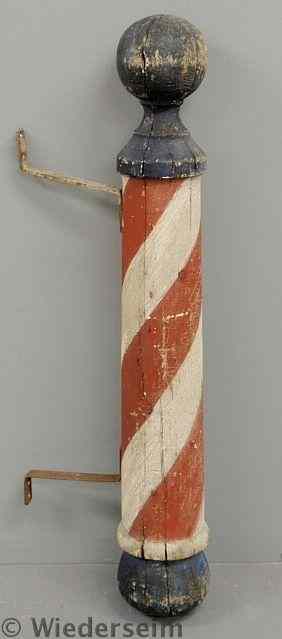 Appraisal: Early carved wood barber pole th c with old red