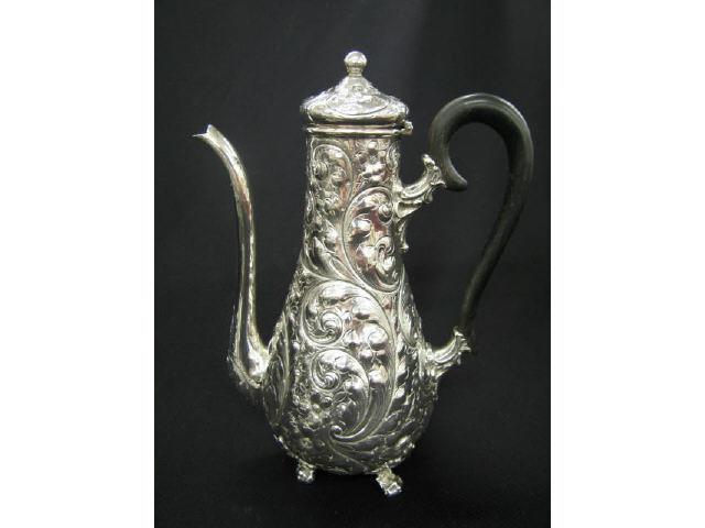 Appraisal: Gorham Sterling Silver Demitasse Pot repousse style floral vine footed