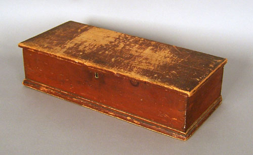 Appraisal: Red painted pine lock box th c h w