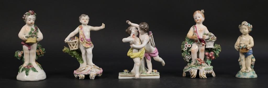 Appraisal: PORCELAIN CHERUB FIGURINES porcelain cherub and Cupid figurines Samson Cupid