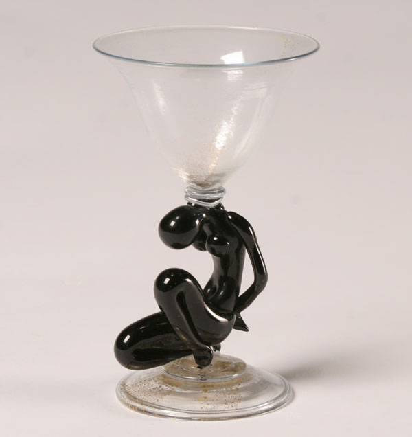 Appraisal: Flavio Poli IVAM Black Nude Figural Art Glass Stem H