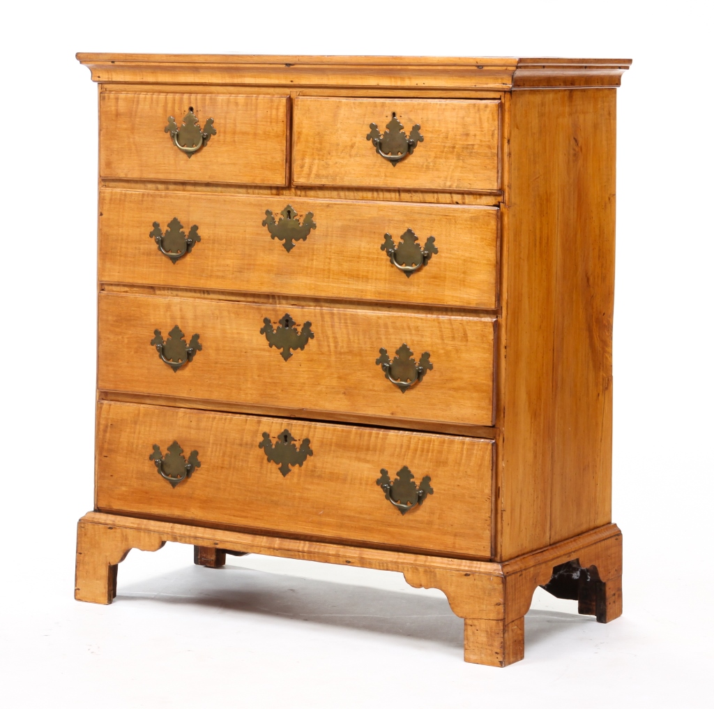 Appraisal: AMERICAN CHIPPENDALE CHEST Attributed to Rhode Island or Pennsylvania late