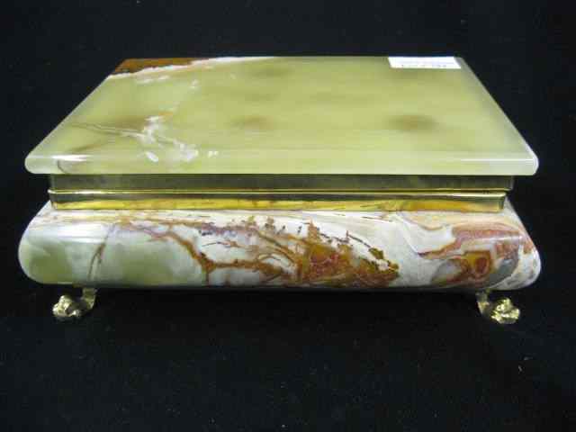 Appraisal: Onyx Dresser Box hinged top footed '' x ''