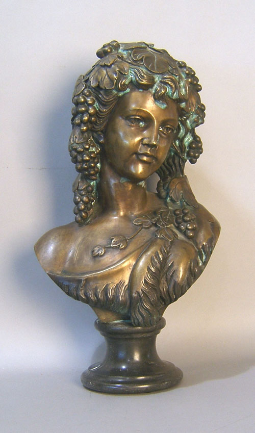 Appraisal: Bronze bust of a woman late th c mounted to