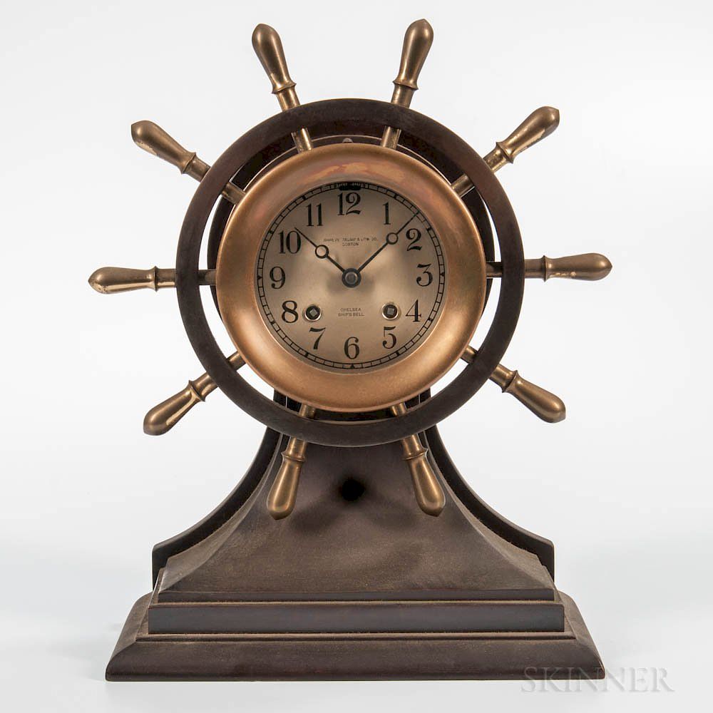 Appraisal: Chelsea Mariner Yacht Wheel Ship's Bell Clock Chelsea Mariner Yacht