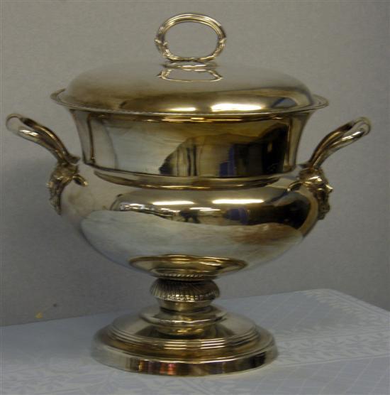 Appraisal: Silver plated two handled soup tureen and cover diameter h