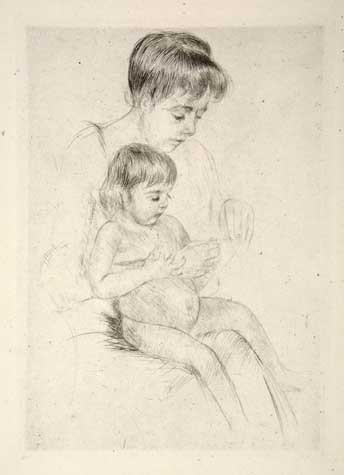 Appraisal: MARY CASSATT The Manicure Drypoint on cream laid paper circa