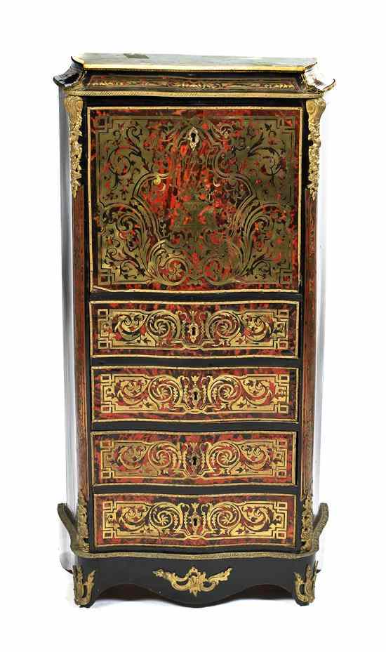 Appraisal: A Napoleon III Boulle Marquetry Diminutive Secretaire a Abattant having