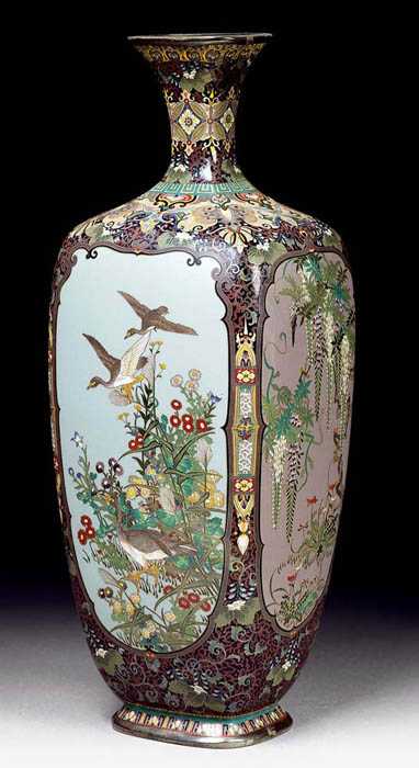 Appraisal: EXCELLENT CLOISONN VASE Japan Meiji Period H cm Slightly broadening