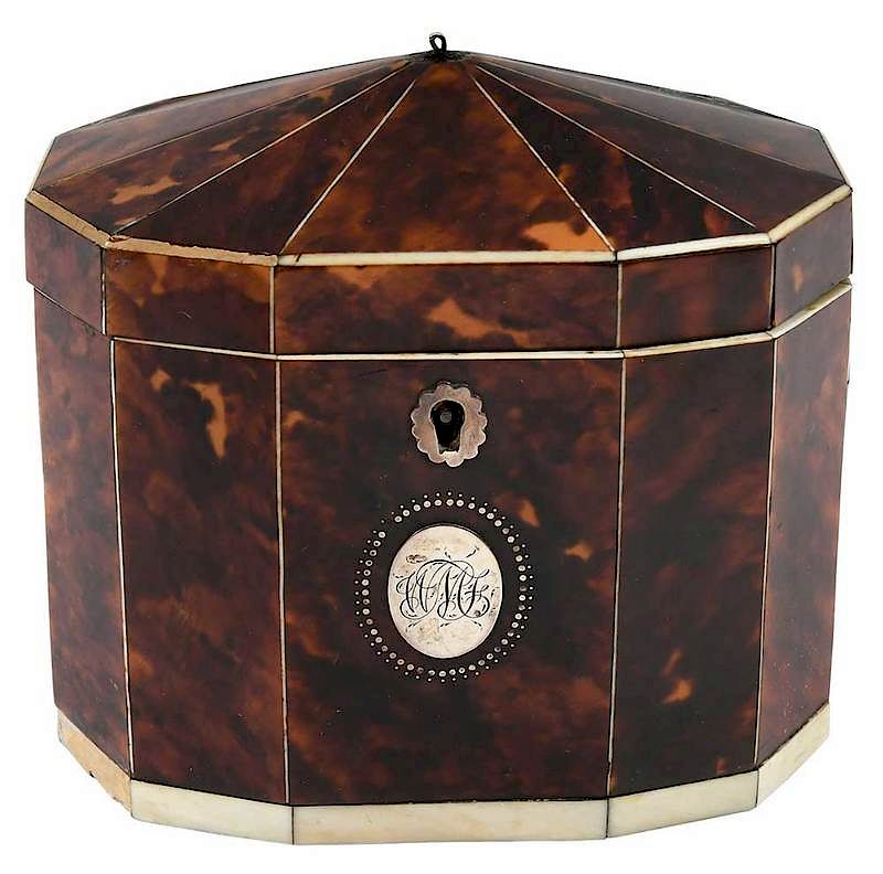 Appraisal: Fine Regency Tortoiseshell and Ivory Tea Caddy British th century