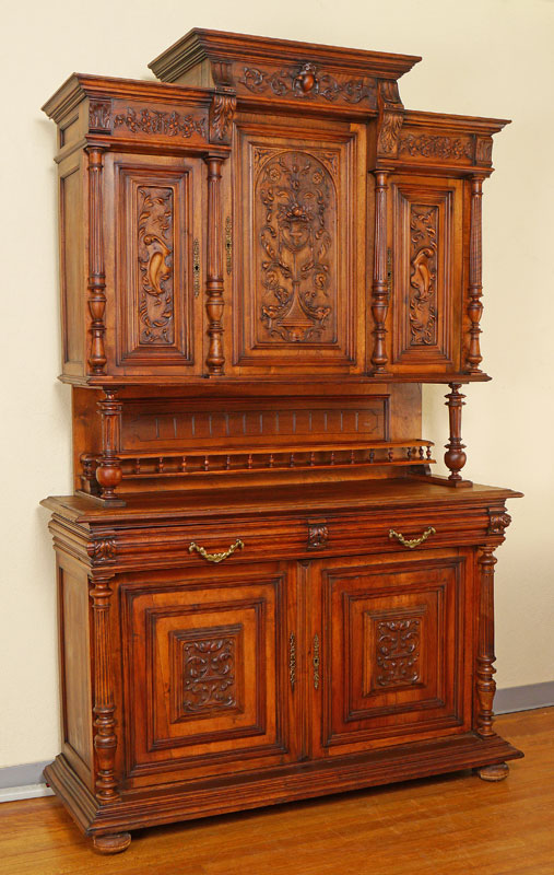 Appraisal: VICTORIAN CARVED COURT CUPBOARD door top with applied decoration carved