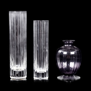 Appraisal: Three Baccarat Glass Vases th Century each with Baccarat France