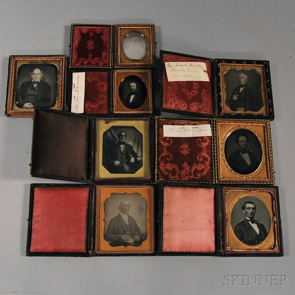 Appraisal: Eight Daguerreotype Portraits of Gentlemen six sixth-plate size portraits of