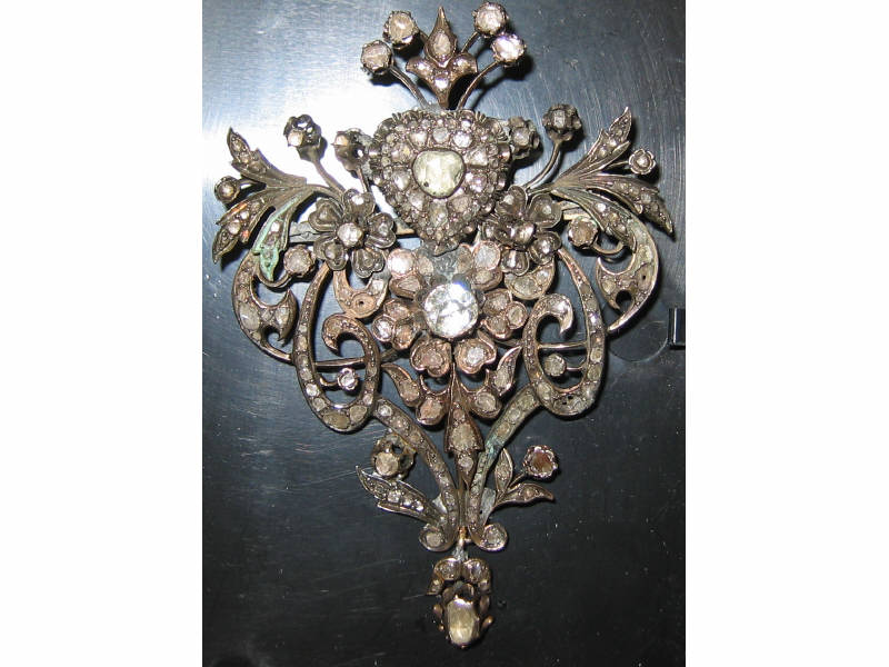 Appraisal: ANTIQUE DIAMOND BROOCH Set with one hundred and sixty-five rose