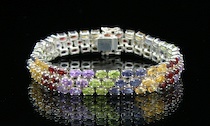 Appraisal: A Ladies' Rainbow Bracelet Sterling silver bracelet set with multicolored