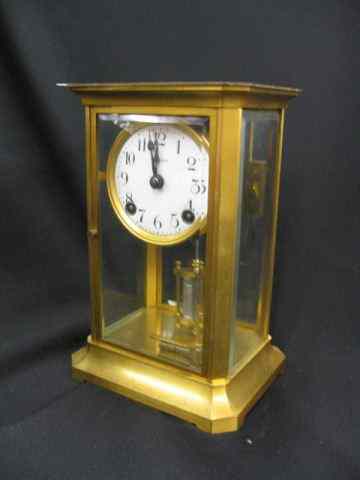 Appraisal: Ansonia Mercury Pendulum Mantle Clock beveled glass brass case ''