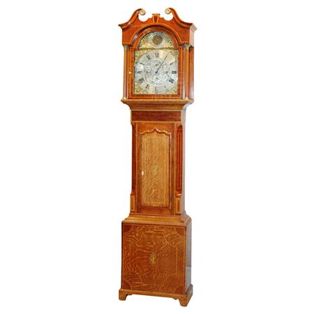 Appraisal: George III Style Satinwood Mahogany and Oak Grandfather Clock Estimate