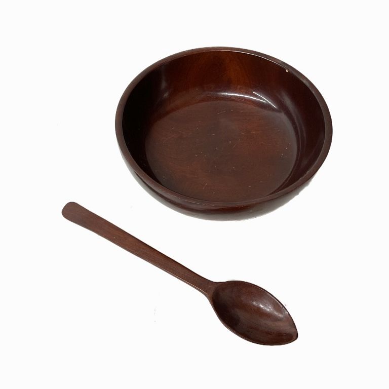 Appraisal: Indies Mahogany Inc Salad Bowl Spoon Indies Mahogany Inc Salad