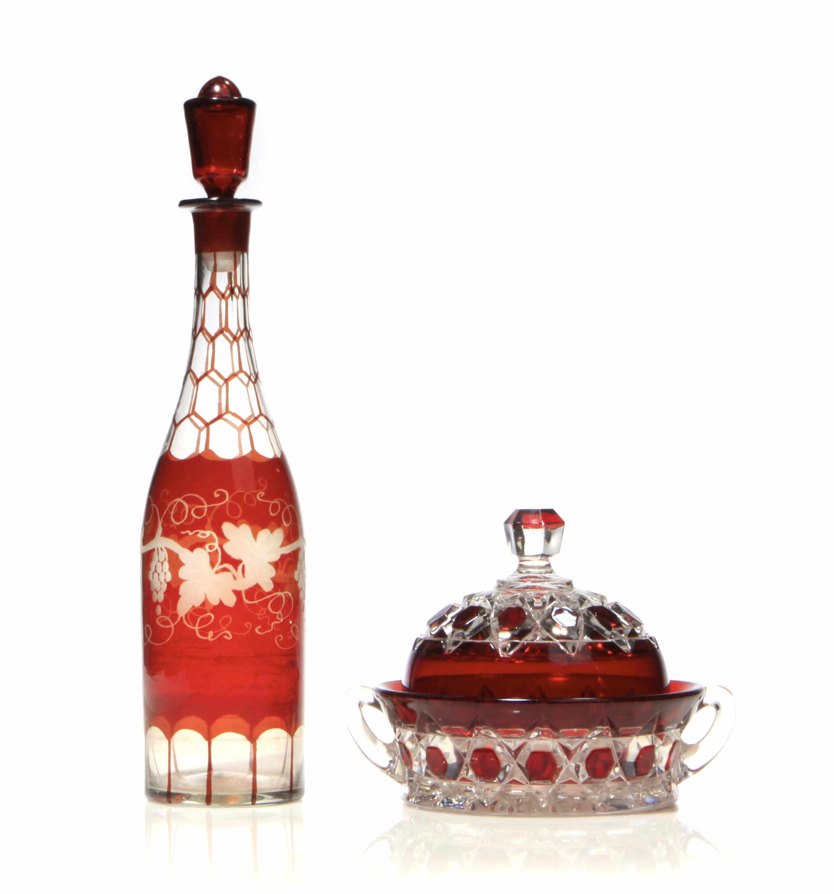 Appraisal: Property of Various Owners A Bohemian glass decanter with stopper