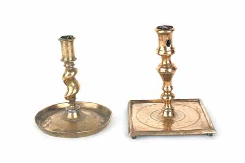 Appraisal: Two brass candlesticks th c tallest -