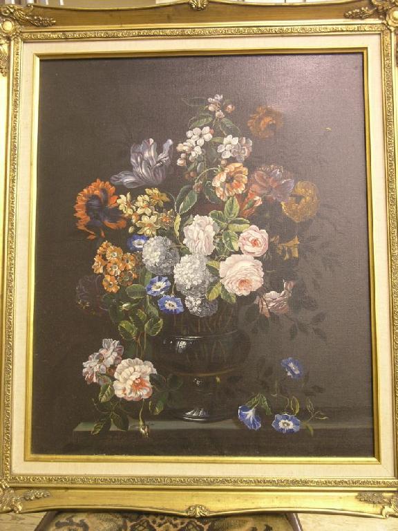 Appraisal: Van Balen - oil on canvas still life vase of