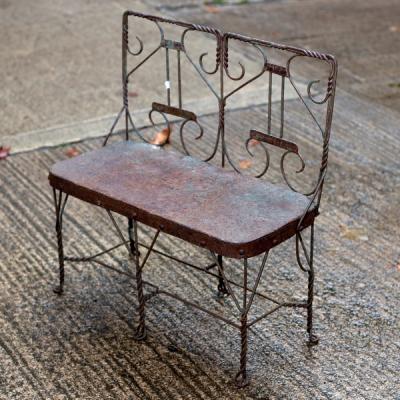 Appraisal: A wirework jardini re stand of bench form cm wide