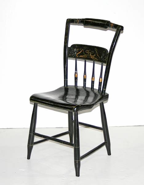 Appraisal: An ebonized and stencil decorated fancy chair second quarter th