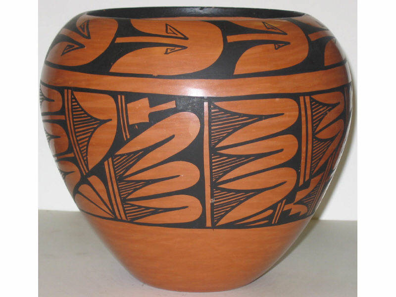 Appraisal: CHINANA JEMEZ PUEBLO NEW MEXICO Stone polished terracotta vessel with