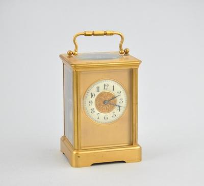 Appraisal: A Gilt Brass Carriage Clock With a jeweled movement beveled