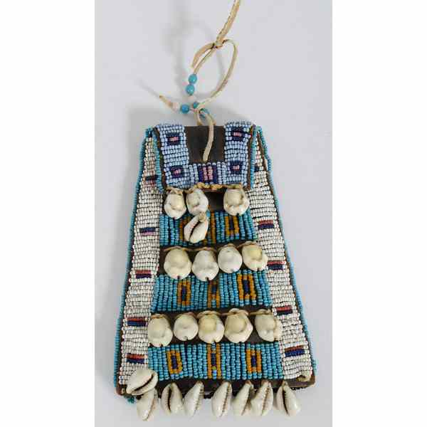 Appraisal: Northern Plains Ration Pouch thread and sinew-sewn using bead colors