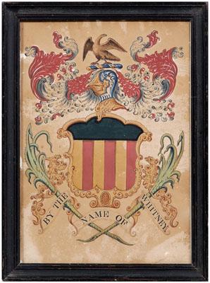 Appraisal: quot Whitney quot heraldry watercolor red white and blue shield