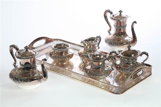 Appraisal: SEVEN PIECE SILVER PLATED TEA COFFEE SERVICE Having scrolling repousse