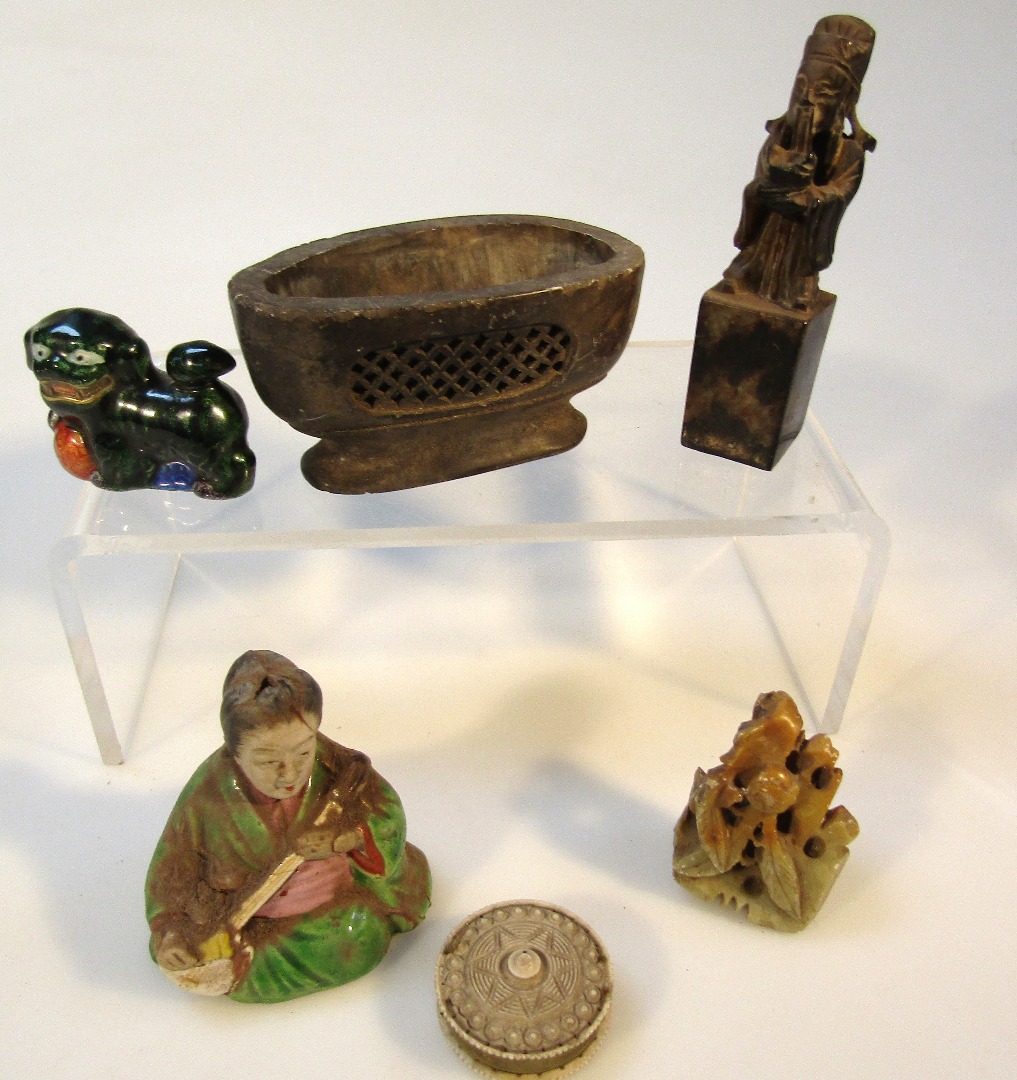 Appraisal: Various miniature Chinese figures etc to include a scholar's style