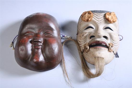 Appraisal: TWO JAPANESE NOH MASKS - Each in long PROVENANCE Estate