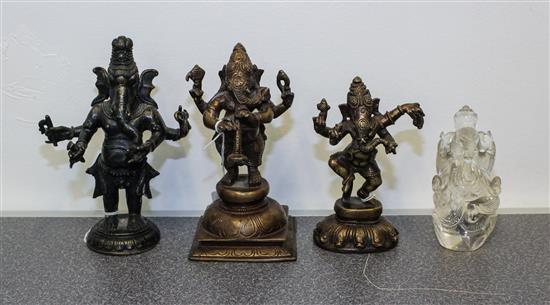 Appraisal: Sale Lot Three Southeast Asian Bronze Figures each of Ganesha