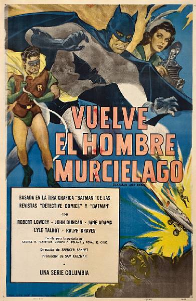 Appraisal: Batman and Robin Vuelve El Hombre Murcielago Columbia Spanish poster