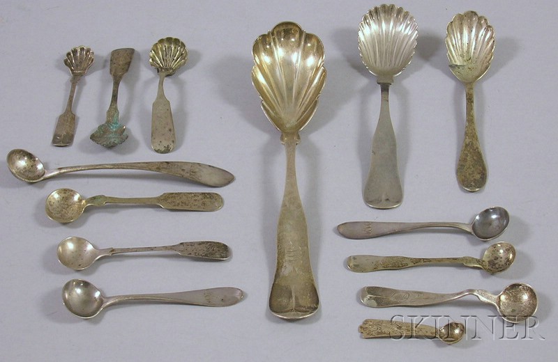 Appraisal: Fourteen th Century Coin Silver Sugar Shells Serving Spoons and