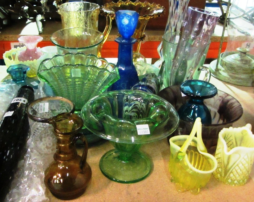 Appraisal: A quantity of coloured glasswares th century Murano smokey glass