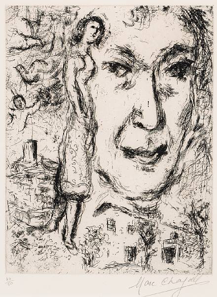 Appraisal: Marc Chagall Russian French - Auto-portrait C Etching on wove