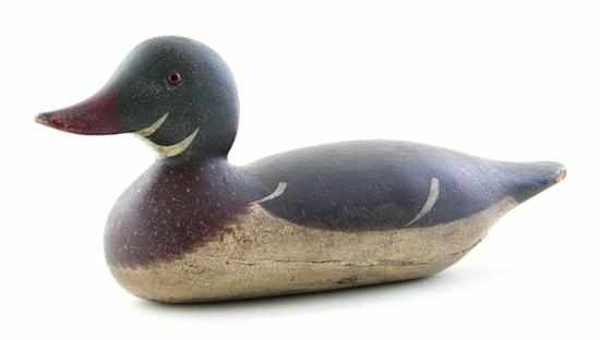 Appraisal: Mallard decoy polychrome carved wood body H '' L ''