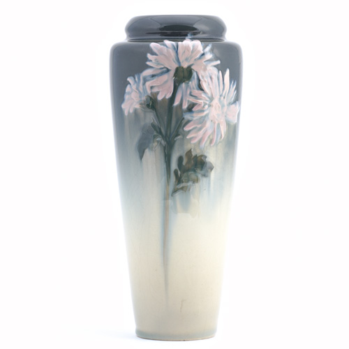 Appraisal: WELLER Etna vase molded with pink daisies against a shaded