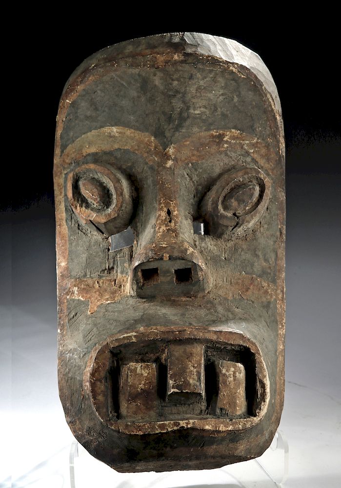 Appraisal: th C Iban Dayak Painted Wood Mask Oceania Borneo Kalimantan