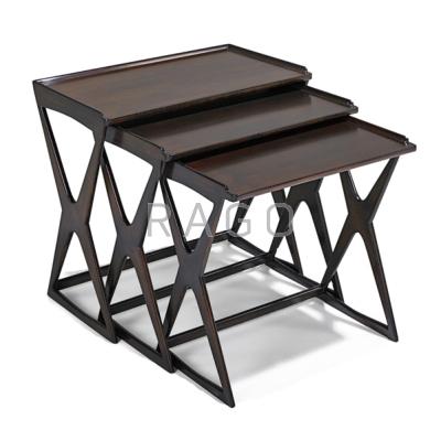 Appraisal: ICO PARISI Attr Nesting tables Italy s Stained and lacquered