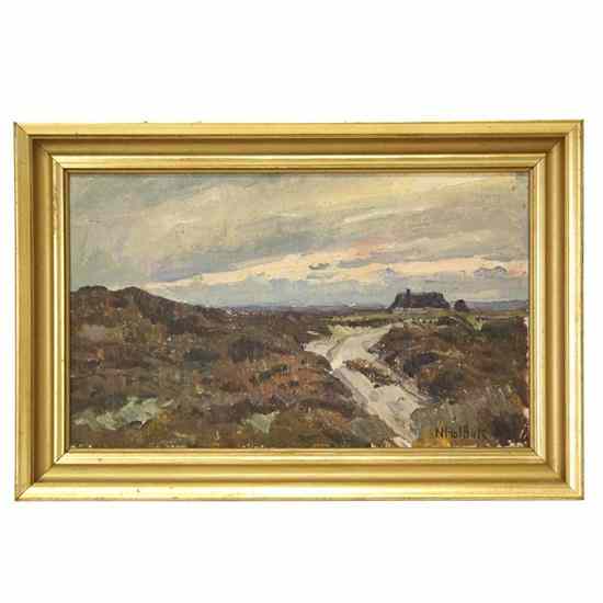 Appraisal: Niels Holbak Danish - Country Cottage oil on board signed