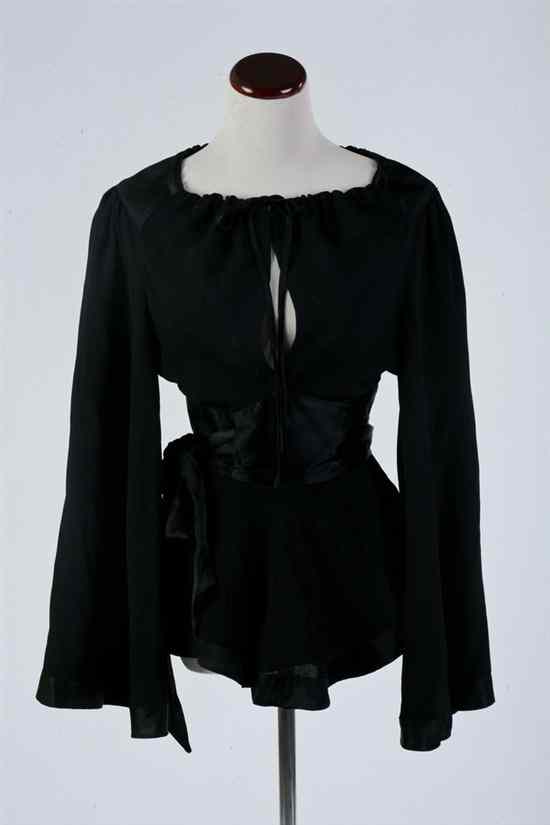 Appraisal: OSSIE CLARK FOR RADLEY BLACK MOSS CREPE WRAP BLOUSE s