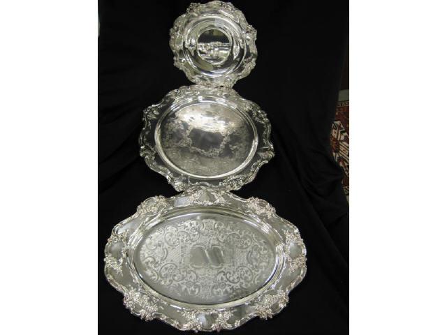 Appraisal: Gorham Towle Silverplate Serving Trays two are Chantilly pattern other