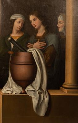 Appraisal: Italian School th Century Three Women in a Temple oil