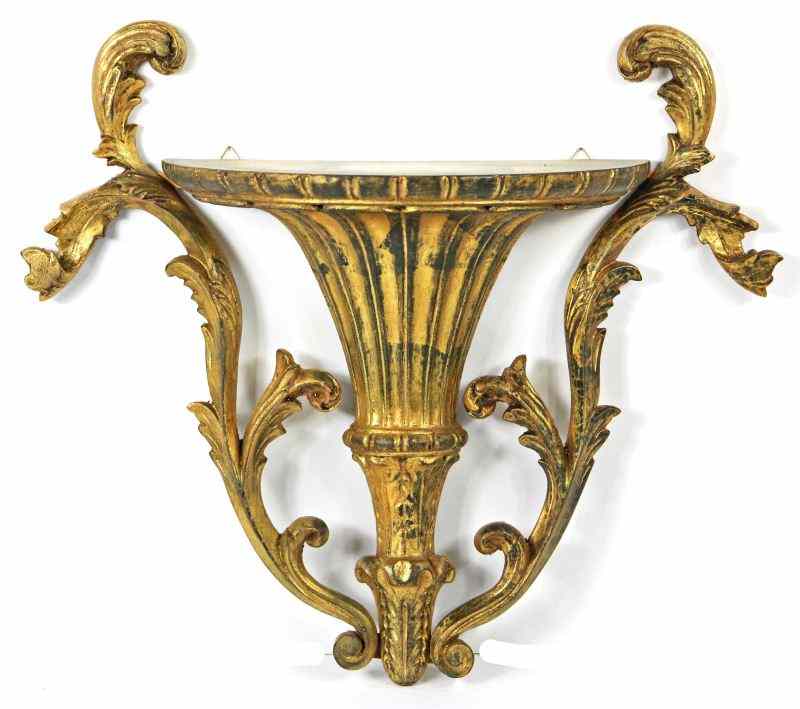 Appraisal: Gilt Leaf Grecian Style Wall Bracket th century fluted urn